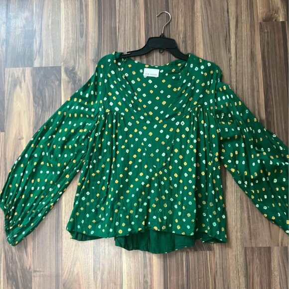 V.de.Vinster Beautiful Green Cotton Blouse size Medium - Picture 1 of 4